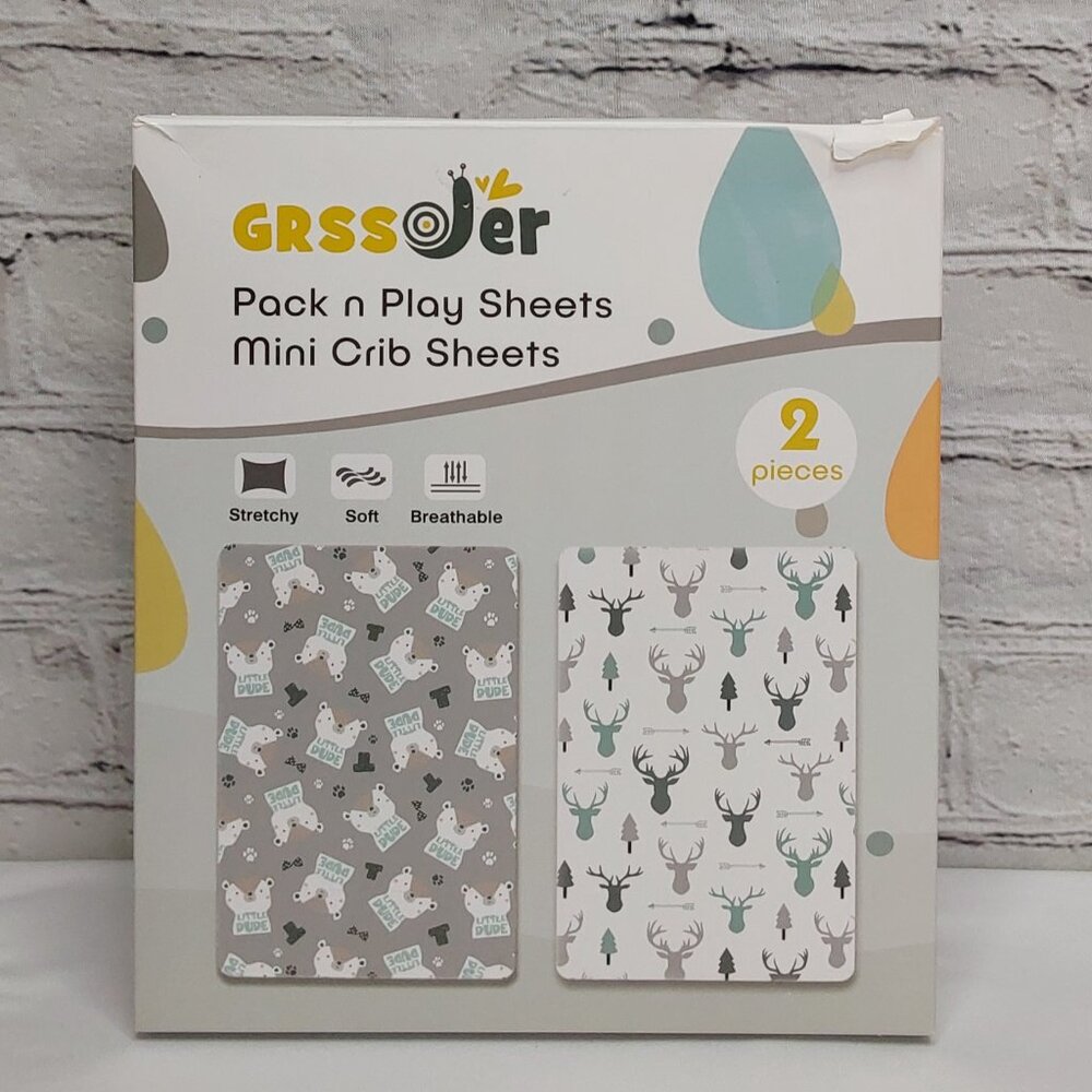 'GRSSDer' PACK~N~PLAY SHEETS 2-PACK WILDERNESS CREATURES